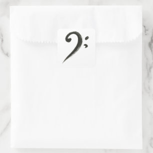 Minimalistischer Bass Clef - Symbol für Farbpinsel Quadratischer Aufkleber