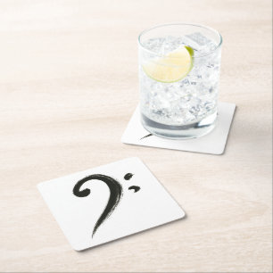 Minimalistischer Bass Clef - Symbol für Farbpinsel Rechteckiger Pappuntersetzer