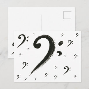 Minimalistischer Bassschlüssel – Musiksymbol mit T Postkarte
