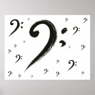 Minimalistischer Bassschlüssel – Musiksymbol Tinte Poster