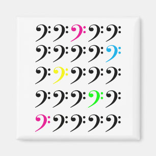 Minimalistischer Bassschlüssel-Raster Magnet