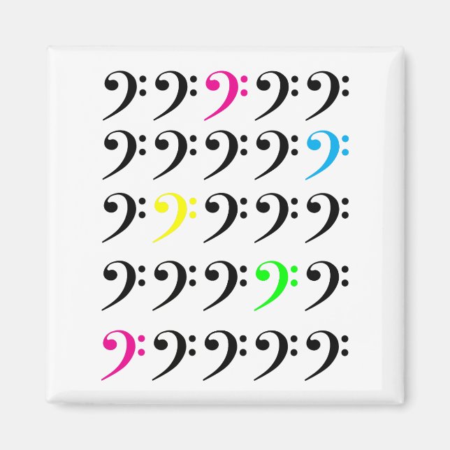 Minimalistischer Bassschlüssel-Raster Magnet (Vorne)