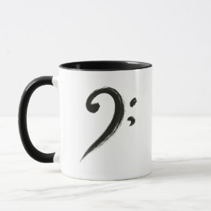 Minimalistischer Bassschlüssel – Tintenpinsel-Musi Tasse