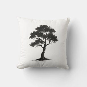Minimalistischer Baum – Naturillustration mit Tusc Kissen
