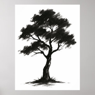 Minimalistischer Baum – Naturillustration mit Tusc Poster