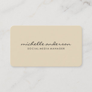 Minimalistischer Beige-Cursive-Text Visitenkarte