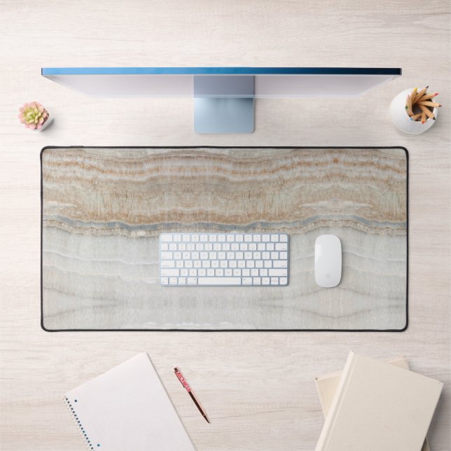 Minimalistischer, beige-weißer Marmor mit modernem Schreibtischunterlage (Büro 1)