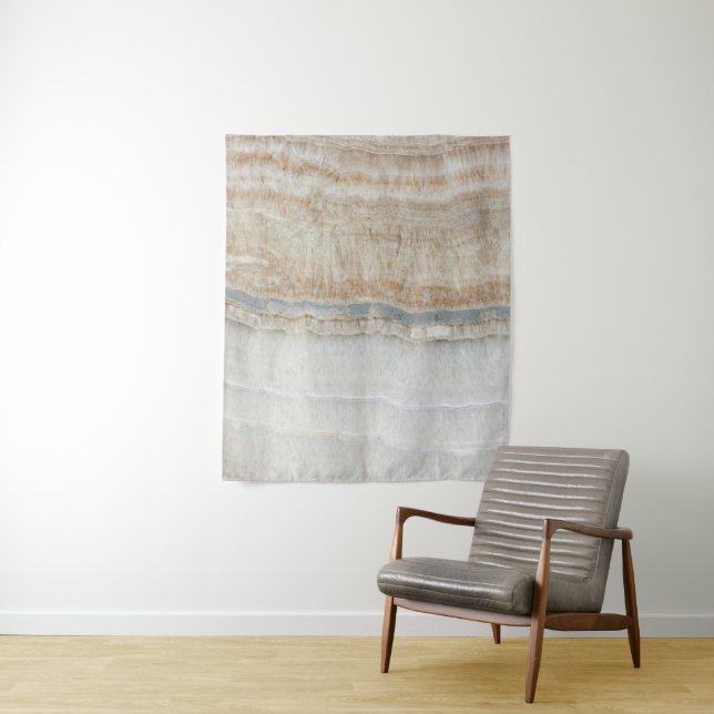 Minimalistischer, beige-weißer Marmor mit modernem Wandteppich (Beispiel)