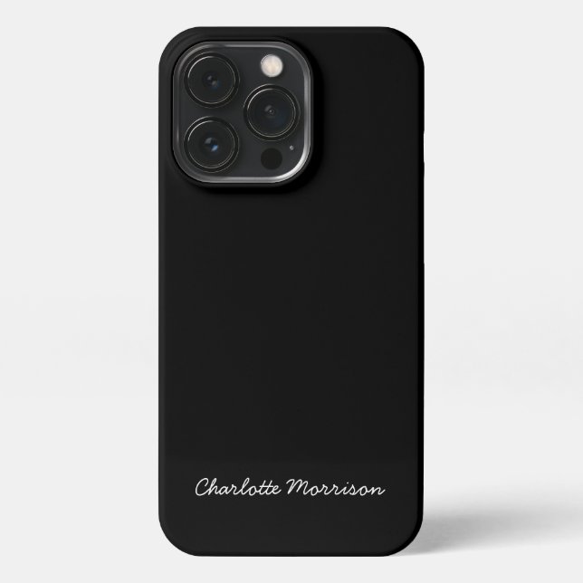 Minimalistischer, benutzerdefinierter, schwarzer S iPhone 13 Pro Hülle (Rückseite)