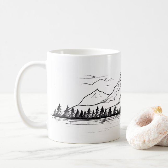 Minimalistischer Berg durch Kinder Kaffeetasse (Mit Donut)