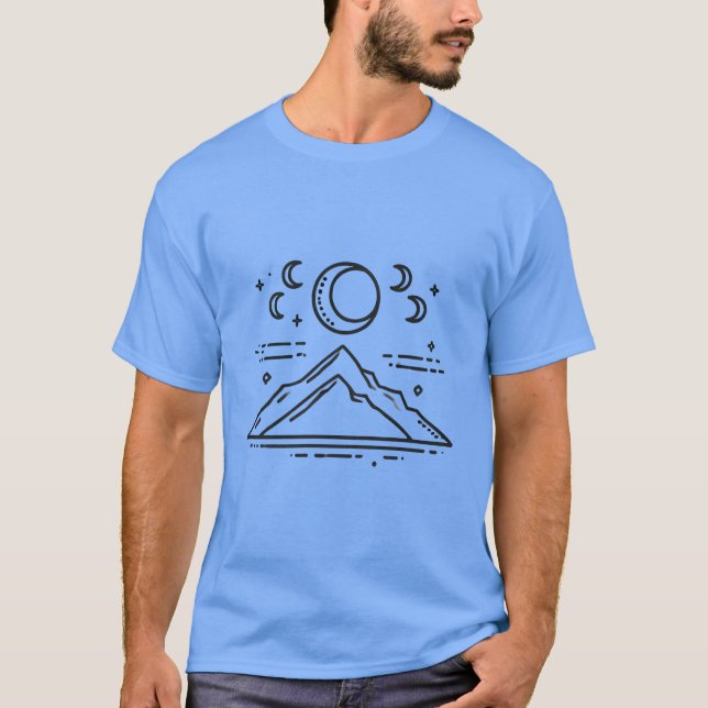 Minimalistischer Berg mit Mondphasen T-Shirt (Vorderseite)