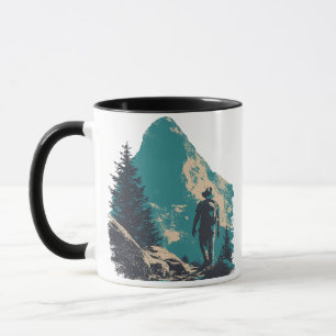 Minimalistischer Berg-Rucksacktourist-Grafik - Alp Tasse