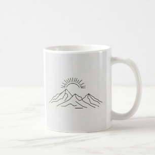 Minimalistischer Bergsonnenaufgang   Line-Art-Tass Kaffeetasse