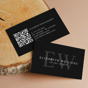 Minimalistischer Beruflicher 2 Monogramm QR-Code Visitenkarte