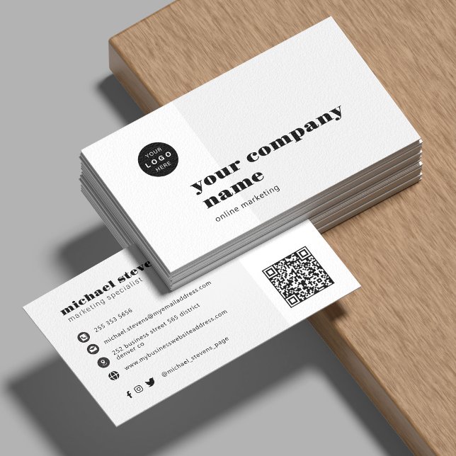 Minimalistischer beruflicher Firmenname QR-Code Visitenkarte (Von Creator hochgeladen)
