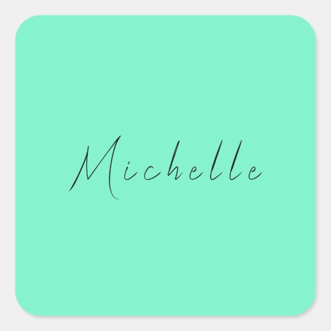 Minimalistischer Beruflicher Name Handschriftlich Quadratischer Aufkleber (Vorderseite)