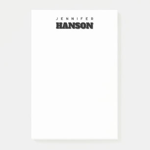 Minimalistischer Beruflicher Name Schwarz/Weiß Post-it Klebezettel