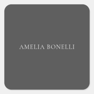 Minimalistischer Beruflicher Schlichter Add Name G Quadratischer Aufkleber