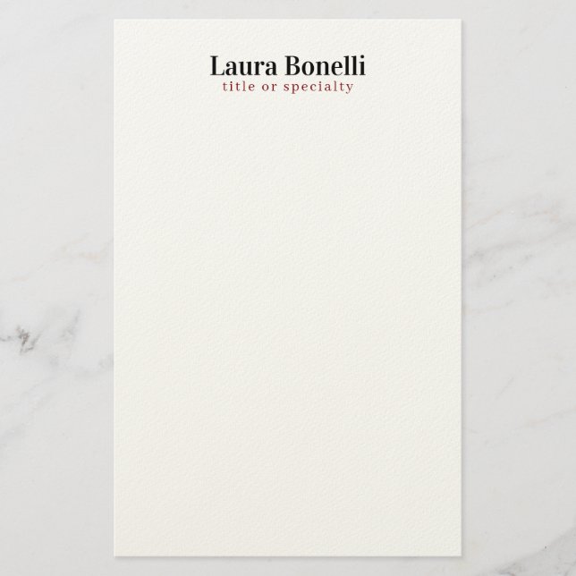 Minimalistischer Beruflicher Schlichter Name Briefpapier (Vorderseite)