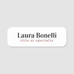 Minimalistischer Beruflicher Schlichter Name Namensschild