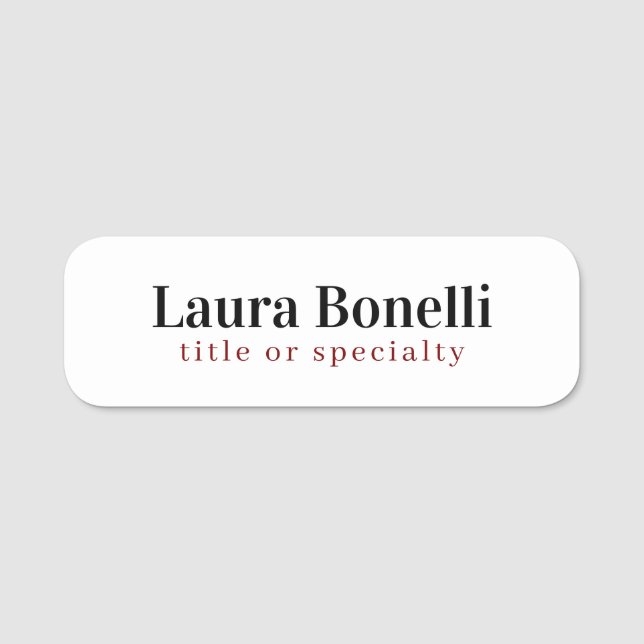 Minimalistischer Beruflicher Schlichter Name Namensschild (Vorderseite)