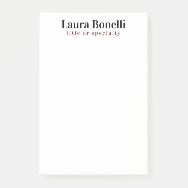 Minimalistischer Beruflicher Schlichter Name Post-it Klebezettel (Vorderseite)