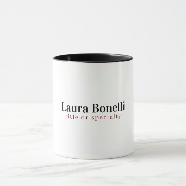 Minimalistischer Beruflicher Schlichter Name Tasse (Zentrum)