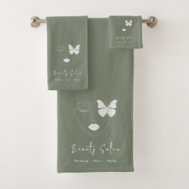 Minimalistischer Beruflicher Schönheitssalon Grün Badhandtuch Set