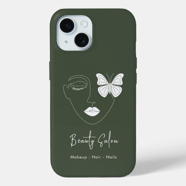 Minimalistischer Beruflicher Schönheitssalon Grün Case-Mate iPhone Hülle (Rückseite)
