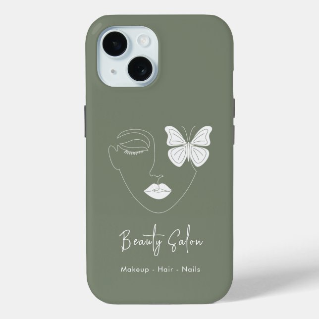 Minimalistischer Beruflicher Schönheitssalon Grün Case-Mate iPhone Hülle (Rückseite)