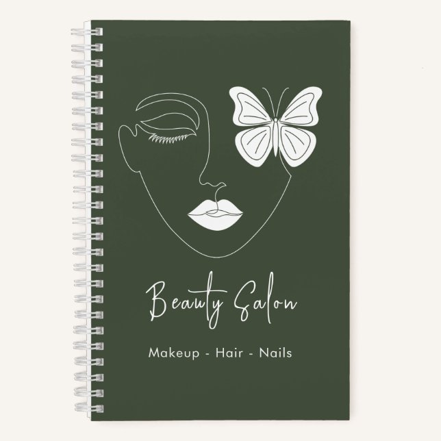 Minimalistischer Beruflicher Schönheitssalon Grün Notizbuch (Vorderseite)