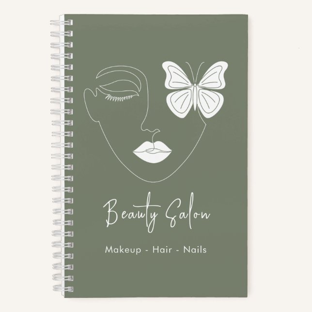 Minimalistischer Beruflicher Schönheitssalon Grün Notizbuch (Vorderseite)
