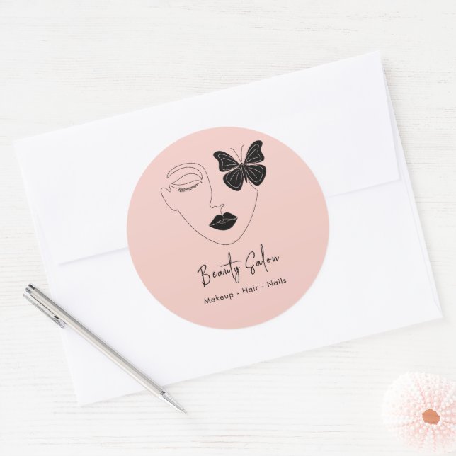 Minimalistischer Beruflicher Schönheitssalon Trend Runder Aufkleber (Umschlag)