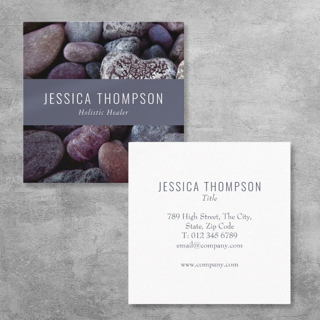 Minimalistischer, Beruflicher Strand Quadratische Visitenkarte (Minimalist Professional Beach Pebbles Square Business Card)