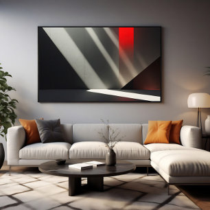 Minimalistischer Beton & Rotes Licht Leinwanddruck