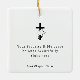 Minimalistischer Bibelvers mit Kreuz Keramikornament
