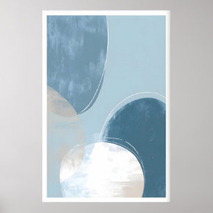 Minimalistischer blauer Kreis-Kunstprint - Weiche  Poster