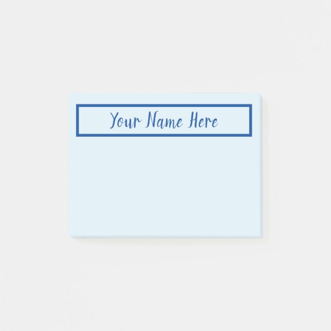 Minimalistischer blauer Name Post-it Klebezettel (Vorderseite)