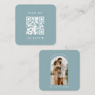 Minimalistischer blauer Pfeil Foto Qr Code UAWG Ch Begleitkarte