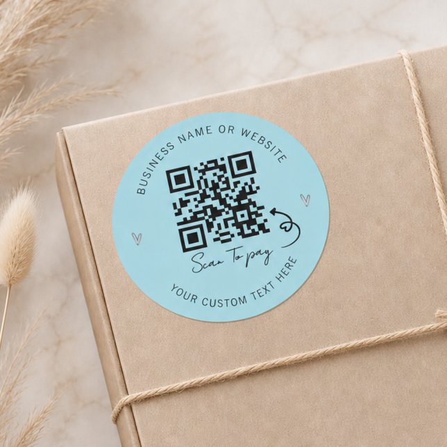 Minimalistischer blauer QR-Code-Scan zum Bezahlen  Runder Aufkleber (Von Creator hochgeladen)