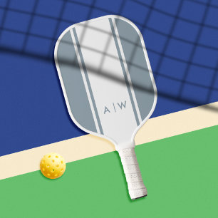 Minimalistischer blauer Streifen Modernes Monogram Pickleball Schläger