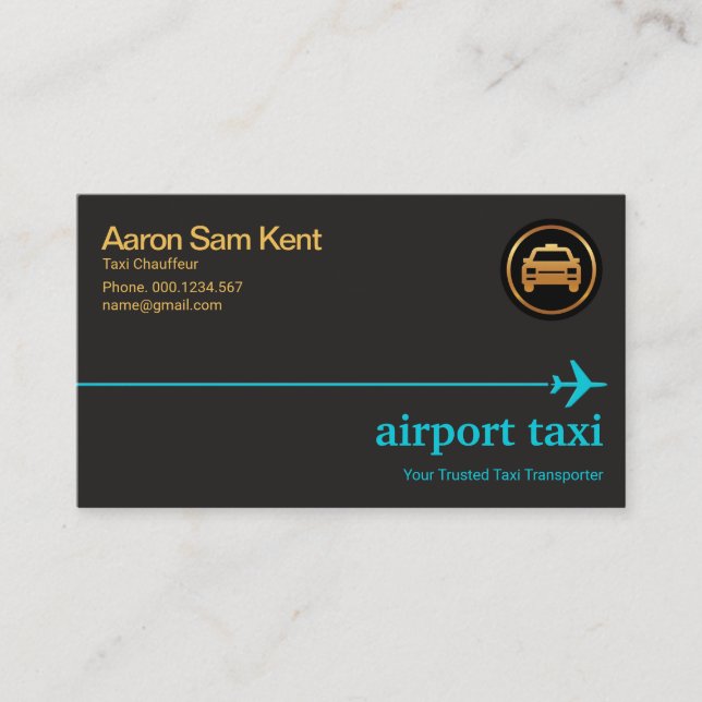 Minimalistischer Blue Airplane Sky Line Taxi Chauf Visitenkarte (Vorderseite)