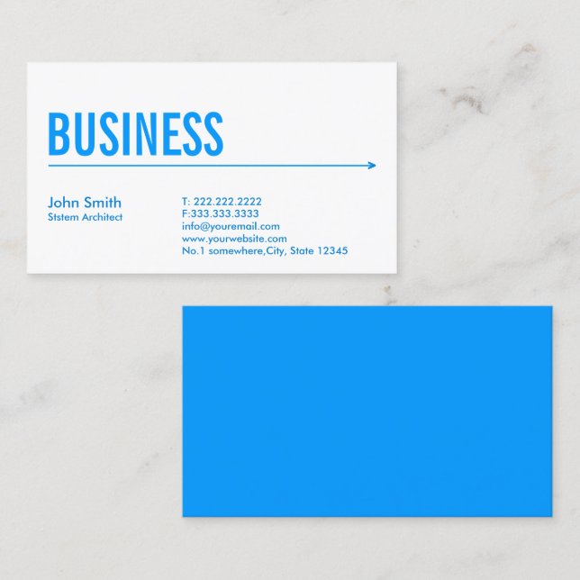 Minimalistischer Blue Arrow-Systemarchitektur Visitenkarte (Vorne/Hinten)