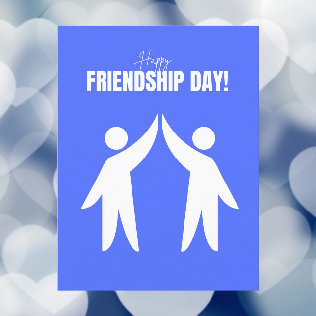 Minimalistischer Blue High-Five Happy Friendship D Postkarte (Von Creator hochgeladen)