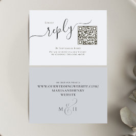 Minimalistischer Blue UAWG QR Code Hochzeit RSVP Karte