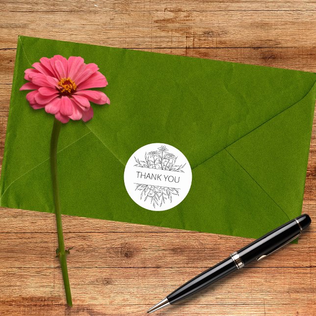 Minimalistischer Blumendanke Runder Aufkleber (Von Creator hochgeladen)