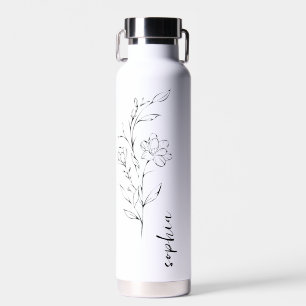 Minimalistischer Blumendesign individuelle Name Tu Trinkflasche