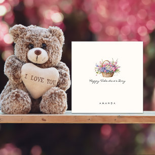 Minimalistischer Blumenkorb Niedlich Valentinskart Einladung