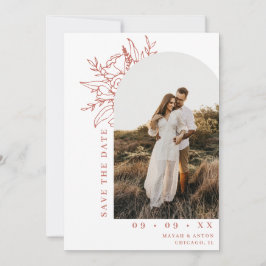 Minimalistischer Blumenstrauch Foto Terracotta auf Save The Date