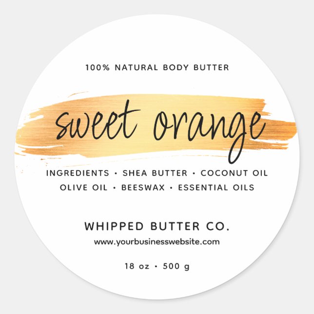 Minimalistischer Body Butter Kleines Unternehmen O Runder Aufkleber (Vorderseite)